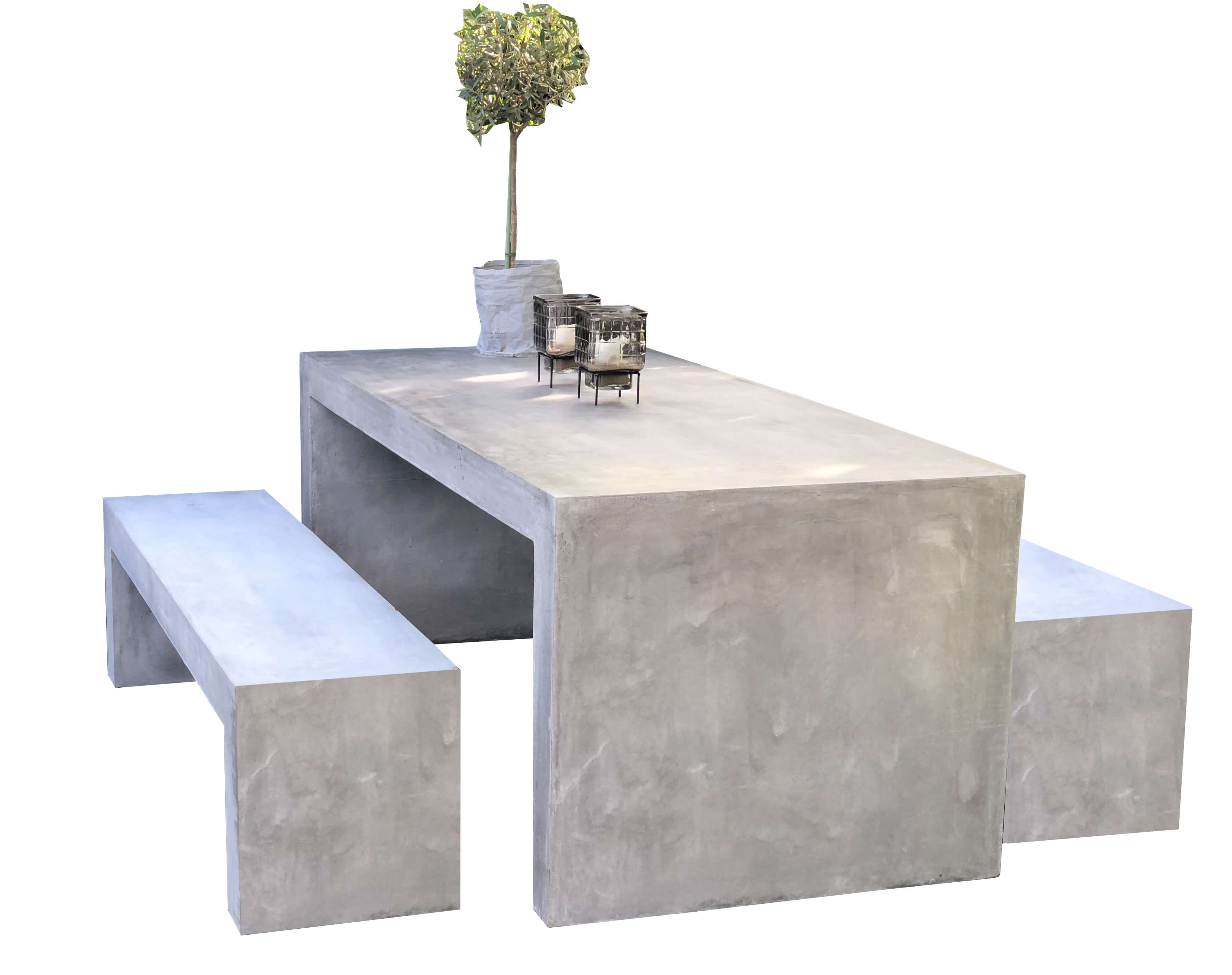 Beton Esstisch Set 3 teilig U-Form betongrau