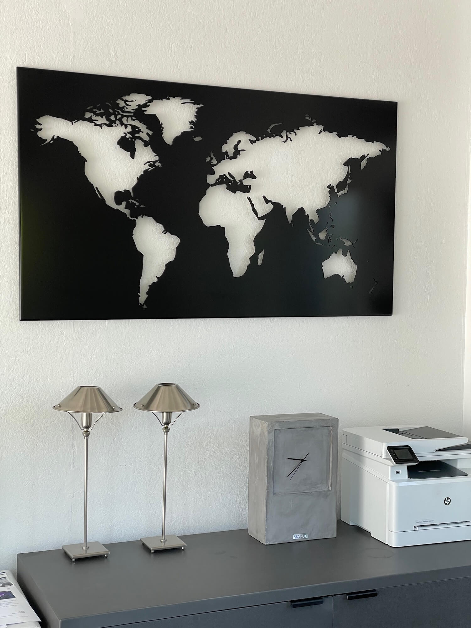 ALU BLACK Weltkarte Wandbild 140x80 cm 
