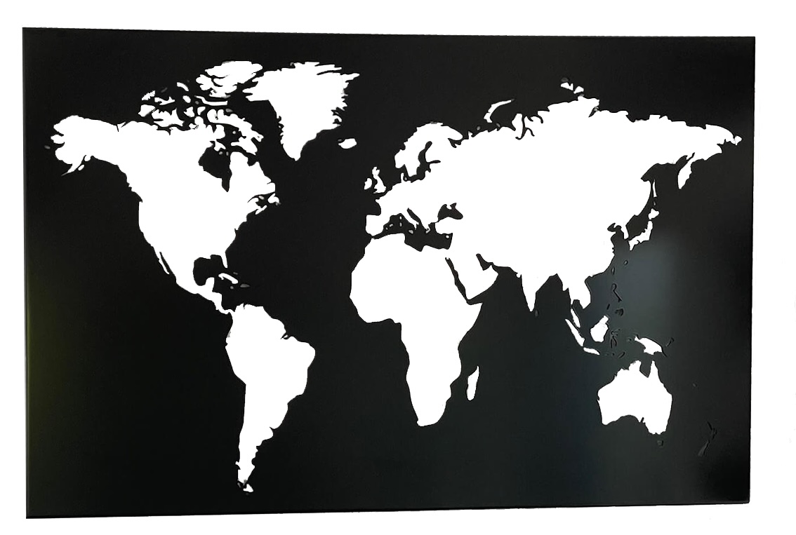ALU BLACK Weltkarte Wandbild